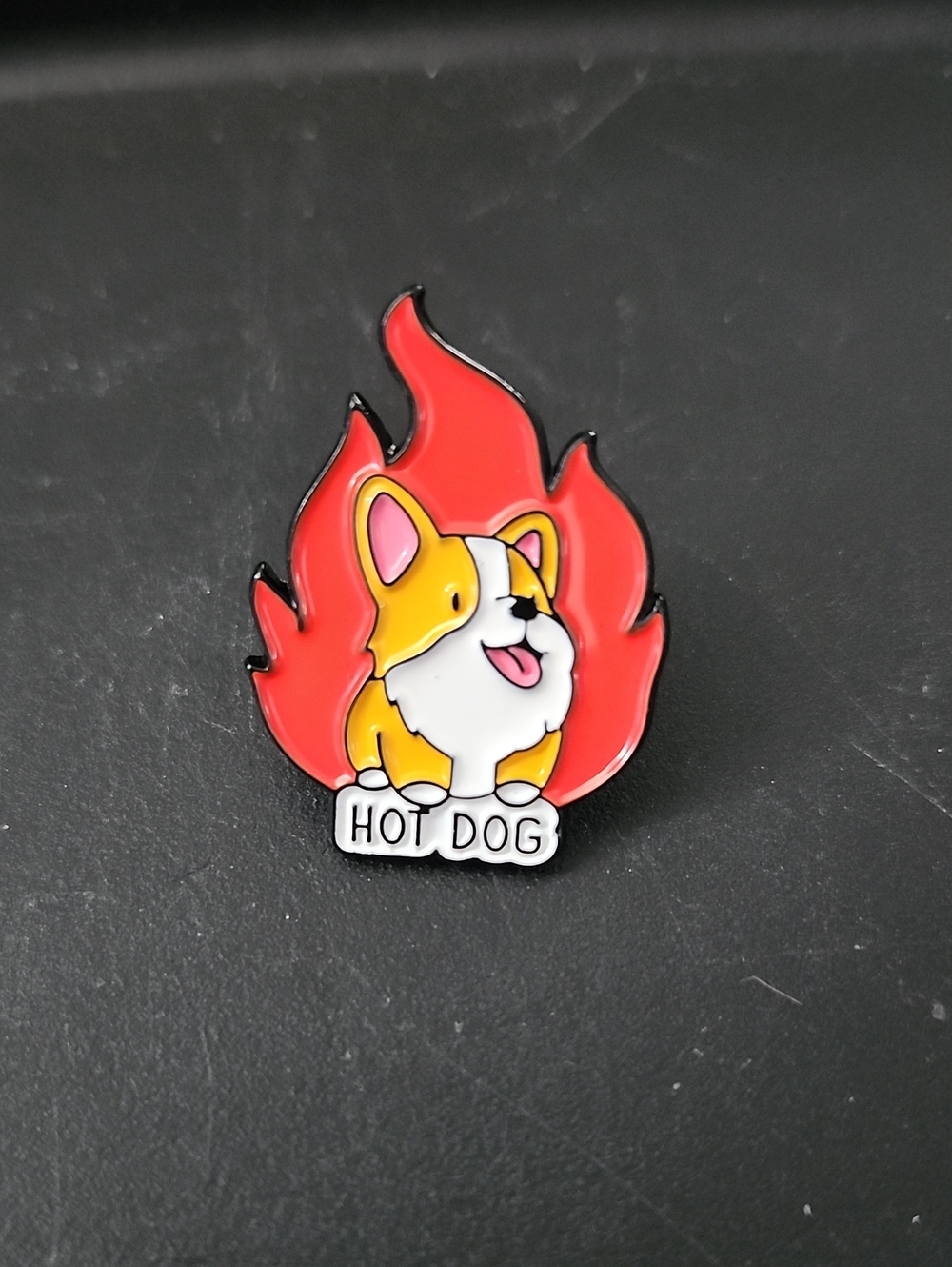 Hot Dog Corgi Enamel Pin - Red and Yellow Dog Accessory